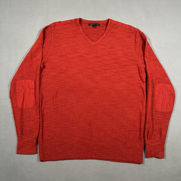 John Varvatos Other - John Varvatos USA Sweater Mens XL‎ Red Elbow Patches Linen Blend V Neck Pullover